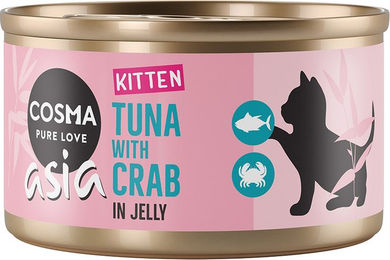 Produktbild von Cosma Asia Katzenfutter Kitten Thunfisch mit Krebsfleisch Stückchen in Gelee 6 x 85 g - 6 x 85 g