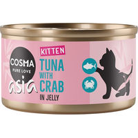 Produktbild von Cosma Asia Katzenfutter Kitten Thunfisch mit Krebsfleisch Stückchen in Gelee 6 x 85 g - 6 x 85 g