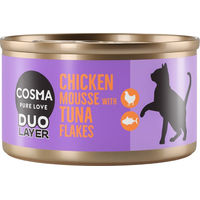 Produktbild von Cosma DUO Layer Katzen Nassfutter Adult Hühnchenmousse mit Thunfischstückchen 6 x 70 g - 6 x 70 g