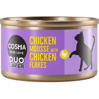 Produktbild von Cosma DUO Layer Katzenfutter Adult Mousse mit Huhn, Thunfisch und Sardine 6 x 70 g