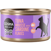 Produktbild von Cosma DUO Layer Katzenfutter Adult Thunfischmousse mit Sardinenstückchen 6 x 70 g - 6 x 70 g