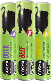 Produktbild von Cosma Gefriergetrocknete Snackies Mixpaket für Katzen mit Huhn, Ente, Rind und Fisch 46 g