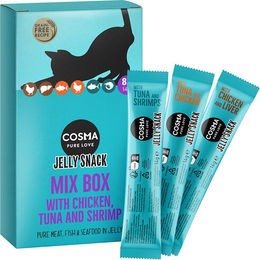 Produktbild von Cosma Jelly Snack Mixpaket 2 für Katzen mit Huhn, Thunfisch und Lachs 24 x 14 g - 24 x 14 g
