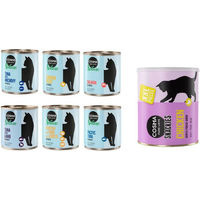 Produktbild von Cosma Katzen Futter Mixpaket für erwachsene Katzen mit hohem Fleischanteil und Stückchen in Sauce, getreidefrei, 24 x 280 g Nature plus 2 x 200 g Maxi Snackie XXL Hühnchen - 24 x 280 g