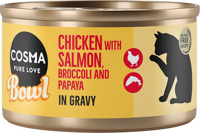 Produktbild von Cosma Katzen Nassfutter Adult Hühnchenbrust mit Lachs Stückchen in Sauce 6 x 80 g - 6 x 80 g