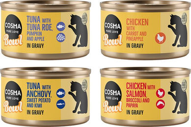 Produktbild von Cosma Katzen Nassfutter Adult Mix Stückchen in Sauce Huhn Thunfisch Lachs 6 x 80 g - 6 x 80 g