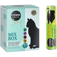 Produktbild von Cosma Kombi-Paket für Katzen Adult mit Suppe und Snackies getreidefrei Mix aus Huhn Lachs und Thunfisch 24 x 40 g und 3 x 26 g - 24 x 40 g
