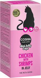 Produktbild von Cosma Mini Jelly Cups Leckerli für Katzen Huhn Shrimps Thunfisch 24 x 25 g - 24 x 25 g