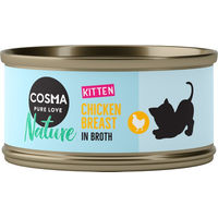 Produktbild von Cosma Nature Kitten Katzenfutter Huhn und Fisch Stückchen in Sauce 6 x 70 g Monoprotein - 6 x 70 g