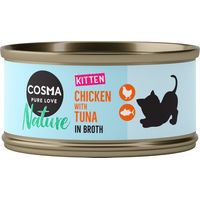 Produktbild von Cosma Nature Kitten Katzenfutter Huhn und Thunfisch Stückchen in Sauce 6 x 70 g - 6 x 70 g