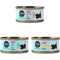 Produktbild von Cosma Nature Kitten Katzenfutter Mixpaket 6 x 70 g mit Huhn, Thunfisch und Fisch monoprotein ohne Farb- und Aromastoffe - 6 x 70 g