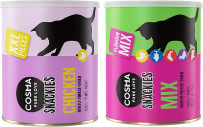 Cosma Snackies Gefriergetrocknete Katzen-Leckerlis Kombi-Paket mit Hühnchen und 5 Sorten Mix 350 g – Bild 1 von 1