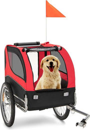 Produktbild von COSTWAY Fahrradanhänger für Hunde in Rot aus Oxford-Gewebe bis 40 kg belastbar