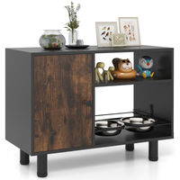 Produktbild von Costway Futterschrank Futterstation aus Holz mit 2 Edelstahlnäpfen in Braun