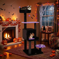 Produktbild von COSTWAY Gothic Kratzbaum für Katzen mit Katzenhöhle, Bett, 2 Plattformen und Spielball in Fledermausform 144cm