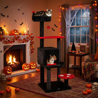 Produktbild von COSTWAY Gothic Kratzbaum für Katzen mit Katzenhöhle, Bett, 2 Plattformen und Spielball in Fledermausform 144cm
