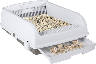 COSTWAY Haubentoilette für Katzen aus Kunststoff in Rosa oder Weiß – Bild 1 von 5