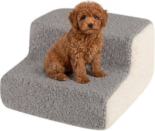COSTWAY Haustiertreppe 2-stufig für kleine Hunde und Katzen aus Polyester – Bild 1 von 5