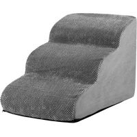 Produktbild von COSTWAY Haustiertreppe Hunderampe 3-stufig faltbar und tragbar aus Kunstleder Grau