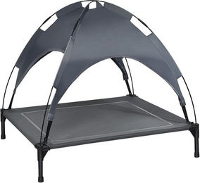 COSTWAY Hundebett für mittlere Rassen mit Überdachung Grau aus Polyester – Bild 1 von 5