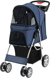 COSTWAY Hundebuggy Hundewagen aus Oxford-Gewebe in Blau für mittlere Rassen bis 15 kg mit Gitternetz – Bild 1 von 4