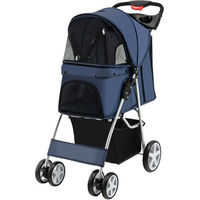 Produktbild von COSTWAY Hundebuggy Hundewagen aus Oxford-Gewebe in Blau für mittlere Rassen bis 15 kg mit Gitternetz