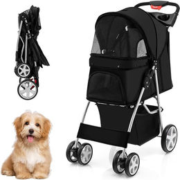 COSTWAY Hundebuggy Hundewagen für mittlere Rassen aus Oxford-Gewebe Schwarz bis 15 kg - 15 kg – Bild 1 von 5