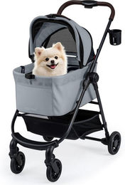 COSTWAY Hundebuggy klappbarer Hundewagen für mittlere Rassen bis 15 kg aus Oxford-Gewebe in Schwarz und Grau – Bild 1 von 4