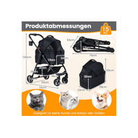 Produktbild von COSTWAY Hundebuggy klappbarer Hundewagen für mittlere Rassen bis 15 kg in Schwarz und Grau