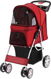 COSTWAY Hundebuggy Transportbox für kleine Hunde und erwachsene Tiere in Rot bis 15 kg – Bild 1 von 4