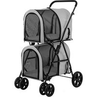Produktbild von COSTWAY Hundebuggy und Katzenbuggy mit 2 Etagen aus wasserfestem Oxford-Gewebe für kleine Rassen