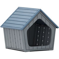Produktbild von COSTWAY Hundehütte aus Kunststoff mit schrägem Dach und wasserdichter Eigenschaft für erwachsene Hunde