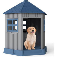 Produktbild von COSTWAY Hundehütte und Katzenhaus aus Kunststoff mit 2 Fenstern wasserdicht