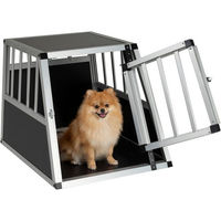 Produktbild von COSTWAY Hundetransportbox aus Aluminium mit Tür für erwachsene Hunde in Silber oder Schwarz