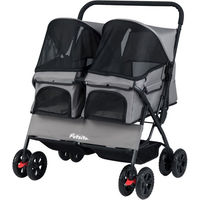 Produktbild von COSTWAY Hundewagen 2-Sitzer für kleine Rassen mit Sonnenschutz und Sicherheitsgurt faltbar aus Oxford-Gewebe