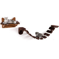 Produktbild von COSTWAY Katzen Klettergerüst aus Holz mit Laufsteg und Katzentreppe in Braun