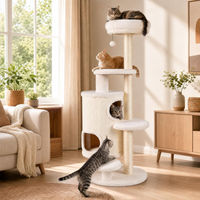 Produktbild von COSTWAY Katzenbaum 150cm mit 6 Ebenen, 2 Katzenhöhlen und Kratzpfosten in Weiß
