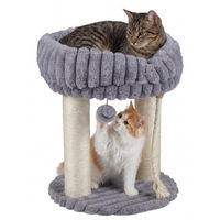 Produktbild von COSTWAY Katzenbaum aus Plüsch und Sisal mit Liegeplattform und Spielball, kompakter Kratzbaum für Katzen, 40x40x50,5cm, Grau