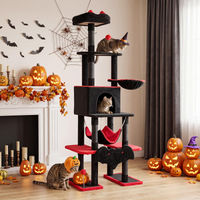 Produktbild von COSTWAY Katzenbaum Gothic-Design mit 6 Ebenen, Kratzbaum mit Sisalstämmen, Hängematte und Katzenhöhle, 178cm