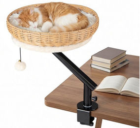 COSTWAY Katzenbett aus Weide für Schreibtisch mit 360 Grad Drehung – Bild 1 von 5