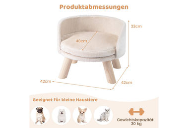 COSTWAY Katzenbett Sofa mit Kissen und Rückenlehne aus Stoff in Beige für erwachsene Katzen – Bild 1 von 3