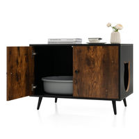 Produktbild von Costway Katzenhaus mit Katzenklo und Regal aus Holz in Braun