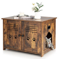 Produktbild von Costway Katzenhaus Möbel-Toilette aus Holz in Braun mit 2 Türen und Eingang