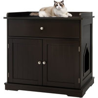 Produktbild von COSTWAY Katzenhaus Möbel-Toilette aus Holz mit Schublade und Tür für Katzen