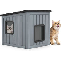 Produktbild von COSTWAY Katzenhöhle und Hundehütte aus Kunststoff grau wasserdicht