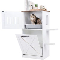 Produktbild von COSTWAY Katzenklo Schrank aus Holz als Beistelltisch in Weiß