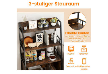 COSTWAY Katzenklo Schrank aus Holz mit Bücherregal und Ladestation in Braun – Bild 1 von 4