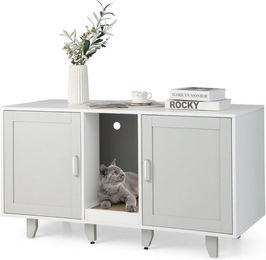 COSTWAY Katzenklo Schrank mit 2 Türen und Kratzbrett 120 x 52 x 65 cm – Bild 1 von 1