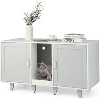 Produktbild von COSTWAY Katzenklo Schrank mit 2 Türen und Kratzbrett 120 x 52 x 65 cm