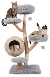 COSTWAY Katzenkratzbaum 134cm mit Höhle und Kratzsäulen aus Jute – Bild 1 von 1